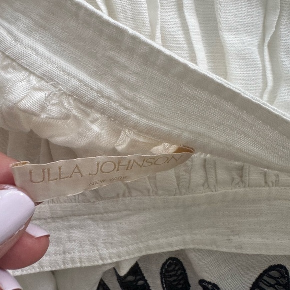Ulla Johnson Cream Annisa Embroidered Cotton Linen Scalloped Skirt Size 10 - Picture 8 of 10